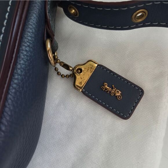 Coach Saddle With Colorblock Python Detail Crossbody Shoulder Bag In Denim Blue - Picture 3 of 12